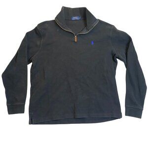 Polo Ralph Lauren Mens Black Pullover Quarter-Zip Sweatshirt Size L Cotton Blend